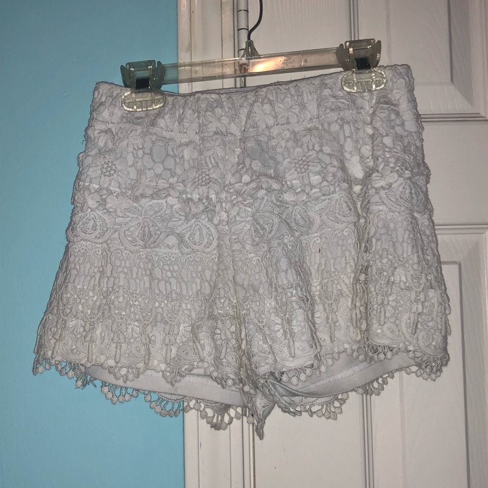 white floral patterned shorts
